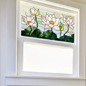 Stained glass style lotus flower window film decorative sticker for home window