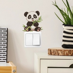 Cartoon panda and bamboo self-adhesive wall sticker for home switch decoration