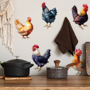 Adesivi murali gallo acquerello per decorazione rustica di cucina e sala da pranzo
