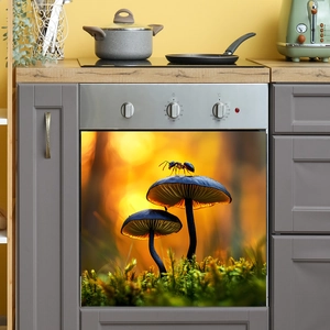 Modern kitchen oven with dream mushroom and ant decorative self-adhesive wall sticker