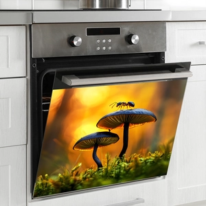 Kitchen magnetic cover with mushrooms and ant design for dishwasher or oven decoration