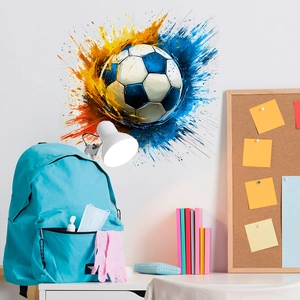 Modern Watercolor Soccer Wall Sticker Colorful Artistic Splash PVC Self Adhesive Decal For Boys Bedroom Home Sports Mural
