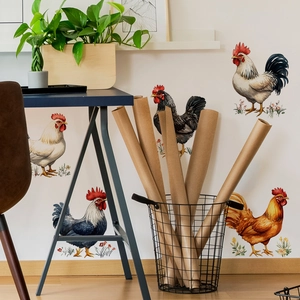Realistic colorful rooster wall stickers for home entrance and bedroom decor