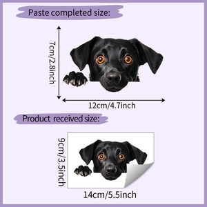 Comparaison de taille détaillée pour sticker mural chien 3D avec mesures précises