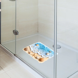 Sticker de sol 3D plage océan autocollant et imperméable avec étoiles de mer et coquillages