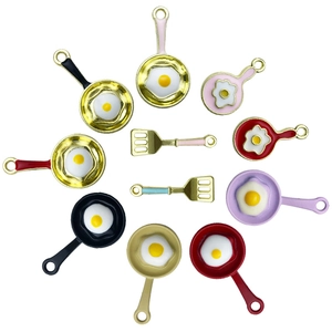 Creative frying pan and spatula oil-drop alloy pendants for DIY jewelry making