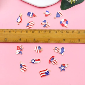 DIY American Flag charms set with USA letters and stars for Independence Day jewelry making