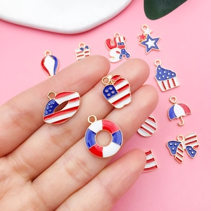 DIY American flag enamel charms set with stars and stripes patterns for jewelry making