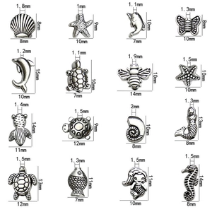Collectie zilveren zeedier-legering kralen inclusief zeesterren en schelpen voor DIY-sieraden