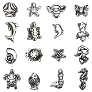 Set van 16 antieke zilveren bedeltjes met zeesterren en schelpen voor doe-het-zelf sieraden