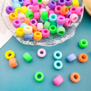 Colorful 6x9mm acrylic barrel beads for DIY jewelry making in vibrant matte macaron tones
