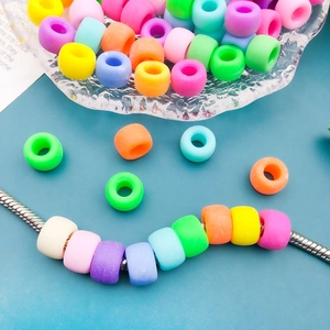 Colorful 6x9mm acrylic large hole beads for DIY jewelry making on snake chain