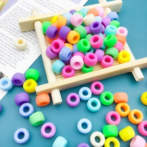 Vibrant 6x9mm matte acrylic large hole beads in various colors for DIY jewelry crafting