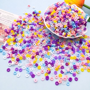 Close-up of mixed macaron silicone spacer beads for DIY bracelet jewelry making