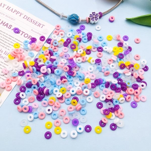 Colorful 6mm macaron silicone spacer beads and flower pendant chain for DIY jewelry