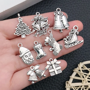 Christmas alloy pendant set with Santa and tree charms for DIY jewelry making