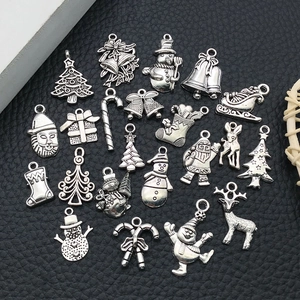 DIY Christmas themed alloy pendants in vintage silver for making jewelry and earrings
