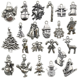 Lot de 20 pendentifs de Noël en alliage argenté vintage pour la création de bijoux DIY