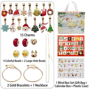24-Day Christmas countdown calendar blind box with DIY charm bracelet and jewelry set