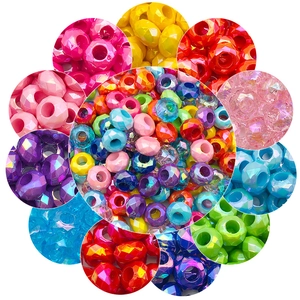 Détail de perles en résine facettées 8x14mm multicolores pour bijoux DIY et artisanat