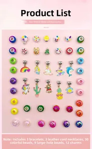 Kit de 57 bijoux DIY pour enfants avec perles, breloques licorne, bracelets et colliers