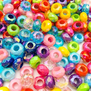 Macro de perles en résine colorées à facettes avec grands trous pour bijoux DIY