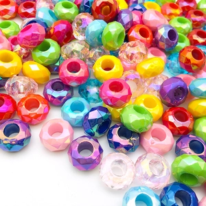 Perles en résine facettées colorées 8x14mm à grands trous pour création de bijoux