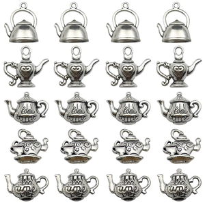 Dijes de Tetera de Aleación Vintage para Fabricación de Joyas DIY Estilo Alicia en el País de las Maravillas Corazón Tea Time