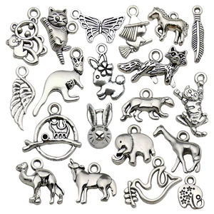 Antique silver animal pendants assortment for DIY bracelets and jewelry making