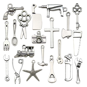 Retro Antique Silver Zinc Alloy Charms For DIY Jewelry Making Tools Cross Camera Train Starfish Pendant Accessories
