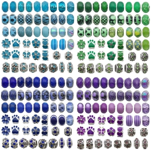 Mix di 50 perline in resina blu e smalto con cristalli per creazione di bracciali