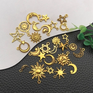 Golden sun moon and star alloy charms for DIY necklace and bracelet jewelry making