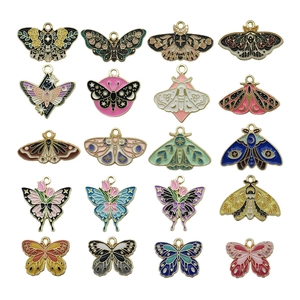 20pcs exquisite butterfly and moth enamel pendants with colorful insect designs for jewelry