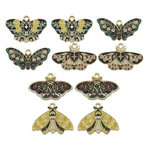 Colorful enamel butterfly pendants set with zinc alloy frames for DIY jewelry crafting