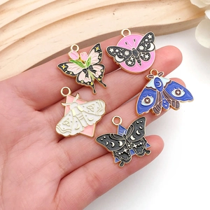 Exquisite butterfly and moth enamel pendants in five unique designs for DIY jewelry making
