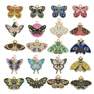 Enamel Butterfly Moth Charms Zinc Alloy Insect Pendants For DIY Necklace Bracelet Jewelry Making Flower Moon Star Pattern