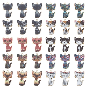 Pendentifs Chat Debout en Alliage de Zinc et Émail Pour la Fabrication de Bijoux DIY Breloques Chaton Colorées Accessoires
