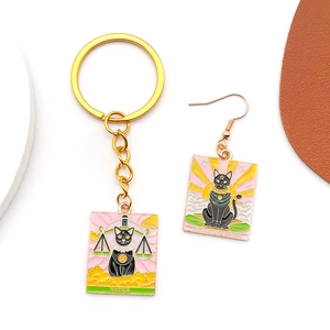 Détails des breloques tarot chat noir Justice et Grande Prêtresse pour bijoux DIY