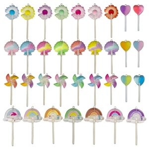 Breloques Sucettes en Résine DIY pour la Fabrication de Bijoux Bonbons Dégradés Cœur Étoile Fleur Moulin Coquille Accessoires