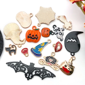 Détails de breloques d'Halloween en alliage pour DIY avec citrouilles fantômes et chats