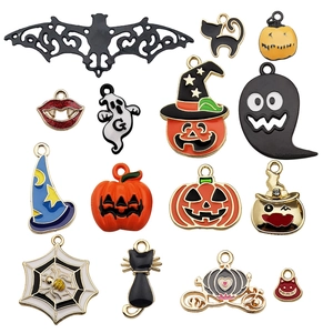 Set de breloques Halloween en émail avec citrouille et fantôme pour bijoux DIY