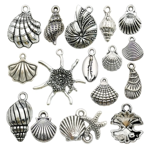 Vintage Zinc Alloy Ocean Life Sea Shell Conch Starfish Pendants Antique Silver DIY Jewelry Making Accessories Charms For Bracelet Necklace Earring Decor