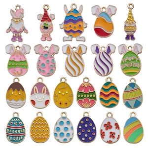 Easter Bunny Egg Enamel Charms Zinc Alloy Colorful Drip Oil Pendants For DIY Earring Bracelet Necklace Keychain Jewelry Making