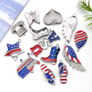 Independence Day metal charms with USA letters and stars for DIY jewelry making