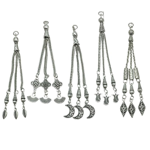 Vintage silver alloy tassel pendants for DIY jewelry making with multiple chain designs
