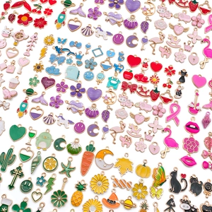 Mixed Alloy Enamel Cartoon Charms For DIY Jewelry Making Bracelet Keychain Necklace Animal Fruit Heart Flower Pendants Accessory