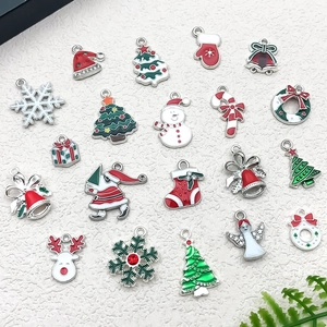 Lot de 20 pendentifs de Noël en émail avec Père Noël et renne pour bijoux DIY créatifs