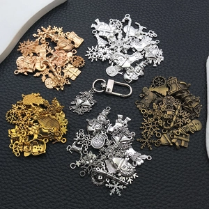 Vintage Christmas alloy charms set in gold and silver for DIY jewelry crafts