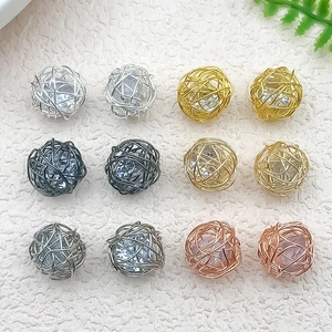 Zinc Alloy Rhinestone Hollow Wire Wrap Bird Nest Ball Pendant Charm For DIY Jewelry Making Necklace Accessories