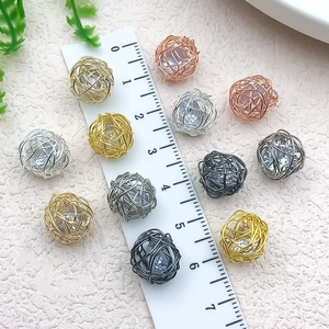 Hollow wire woven zircon ball charms in gold, silver, rose gold and gunblack finishes